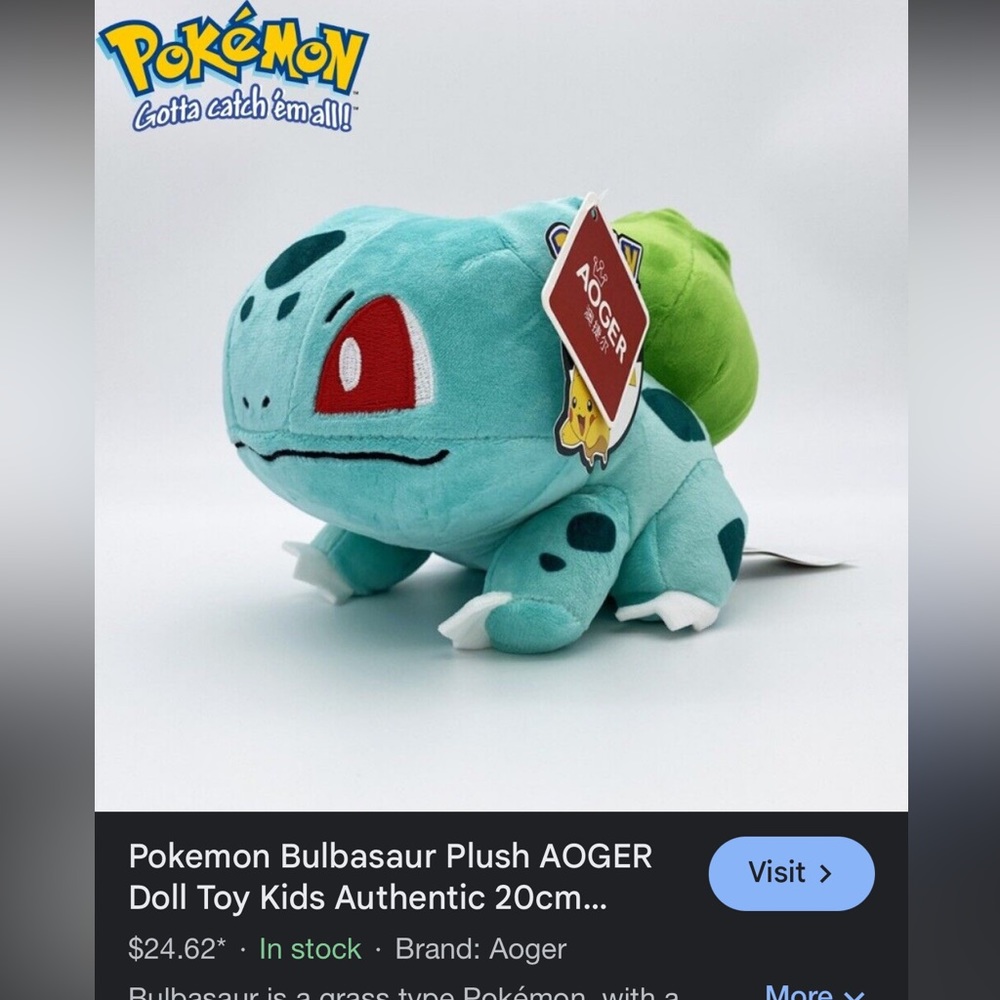 Pokémon Bulbasaur Plush